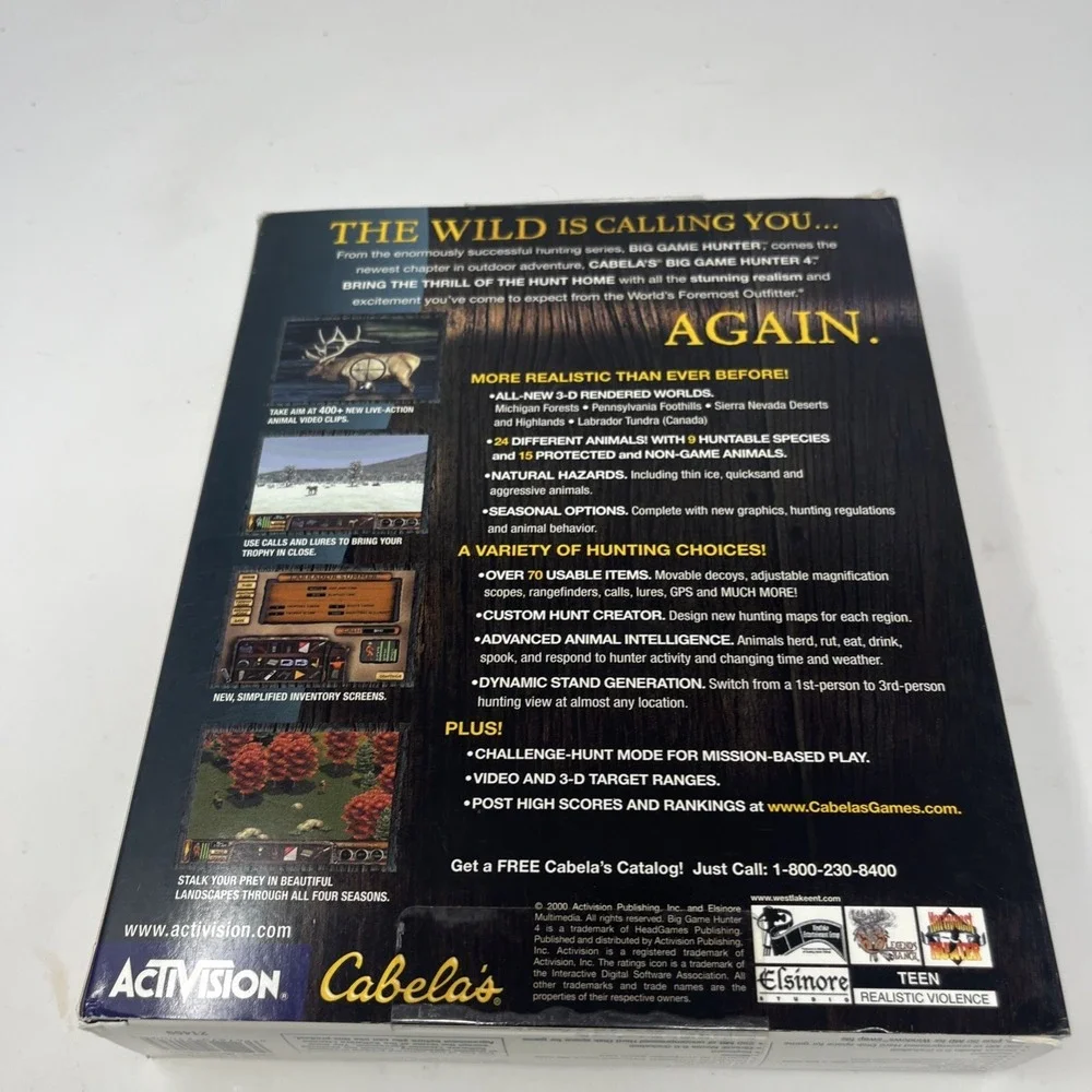 Cabela's Big Game Hunter 4 PC CD-ROM Video Game for Windows 95 98 w/ Big Box